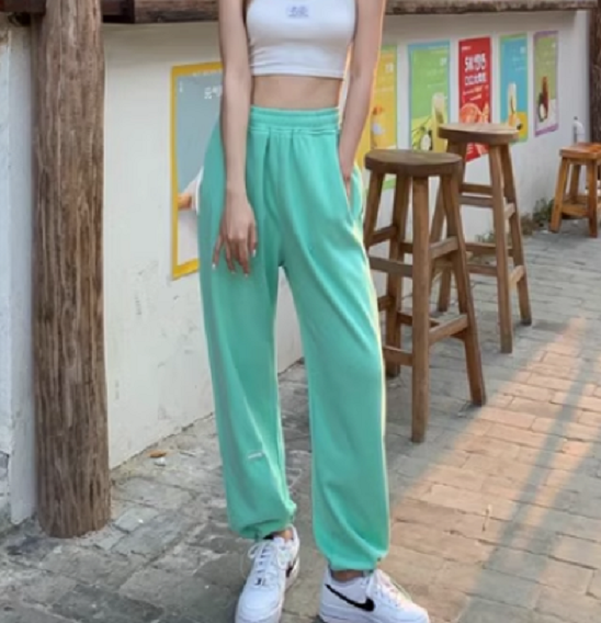 激抵薄款高腰束腳褲（綠色常規款）（尺碼:均碼)】
