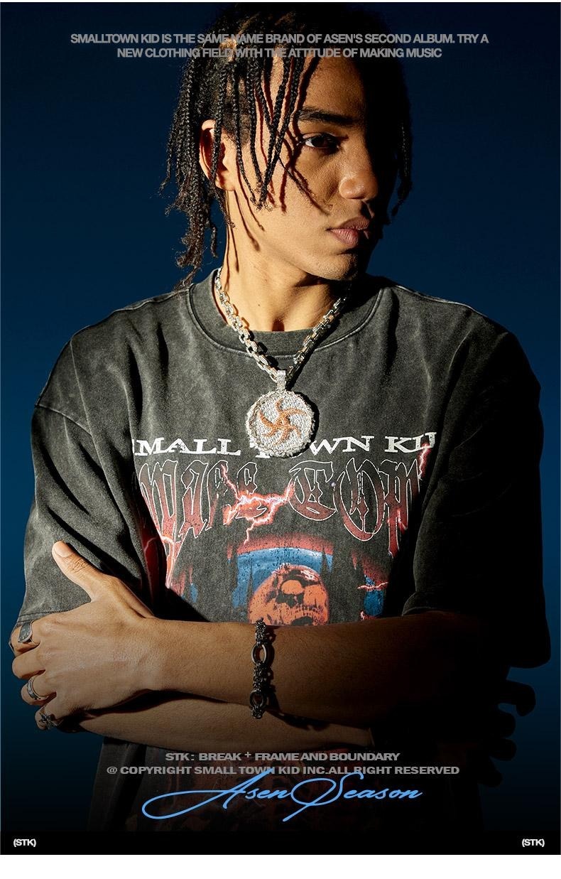 STK SmallTownKid 水洗作舊 骷髏印花 短袖 T恤