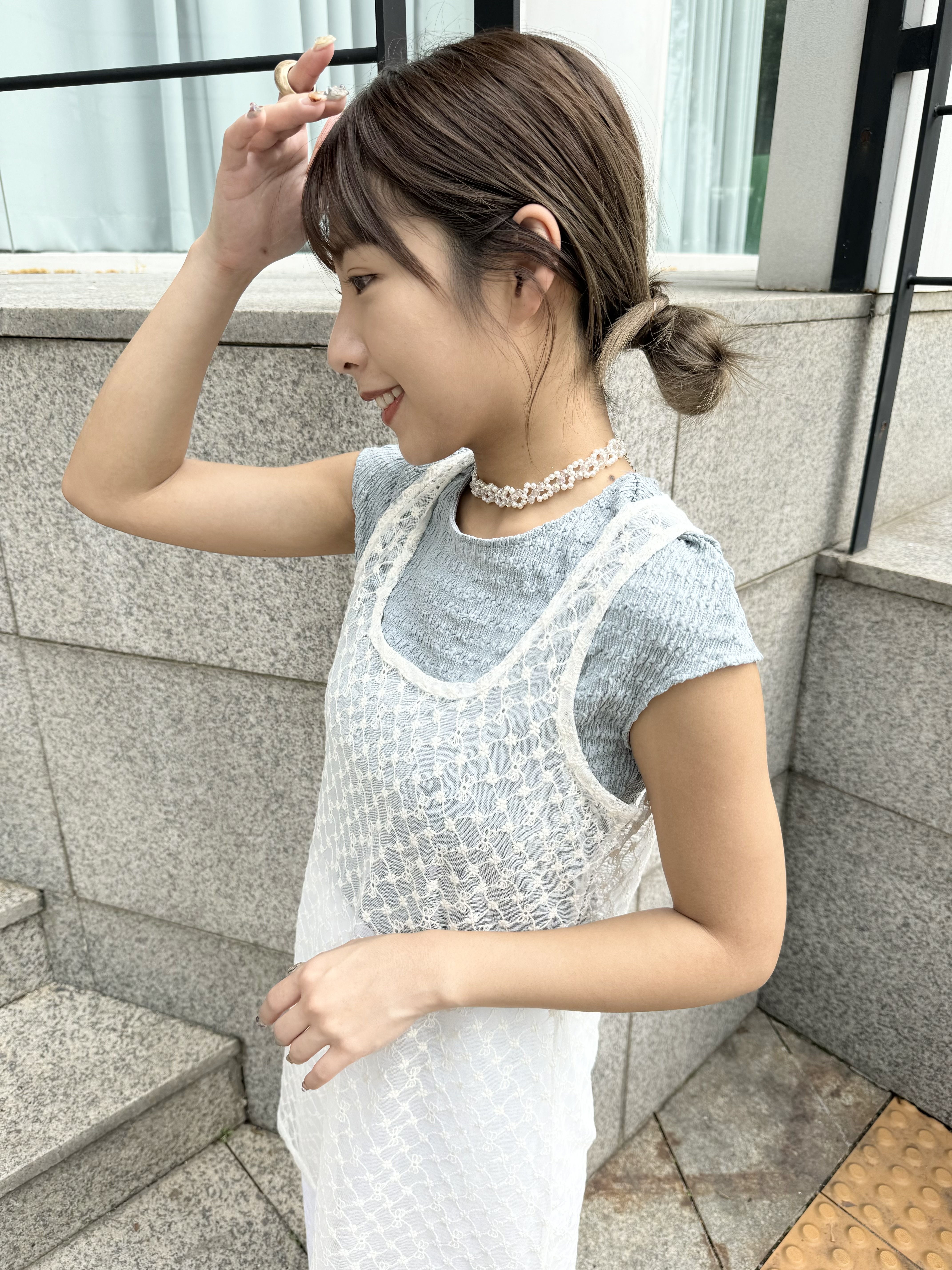 CUTE!小蝴蝶結刺繡短LAYER