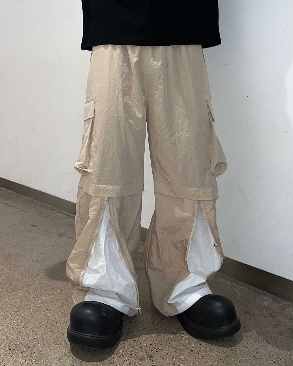 拼色工裝可束腳鬆身褲 GATHER-020P