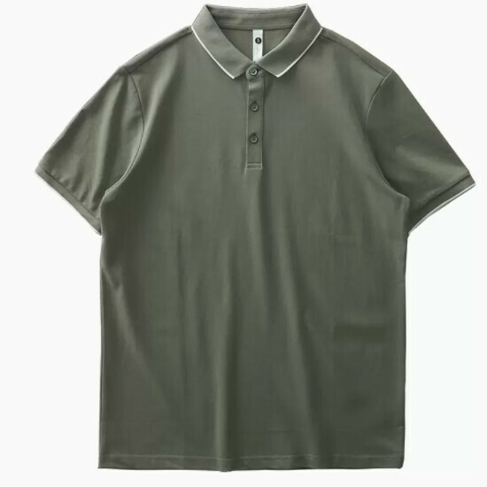 Loose casual collared short-sleeved T-shirt (M-3XL bean green) (contact customer service to confirm the shipping size after placing an order)】