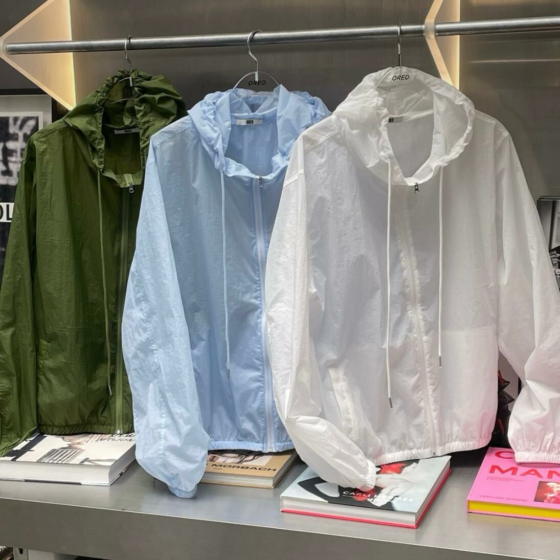 淨色連帽拉鍊風褸 OREO-073JK