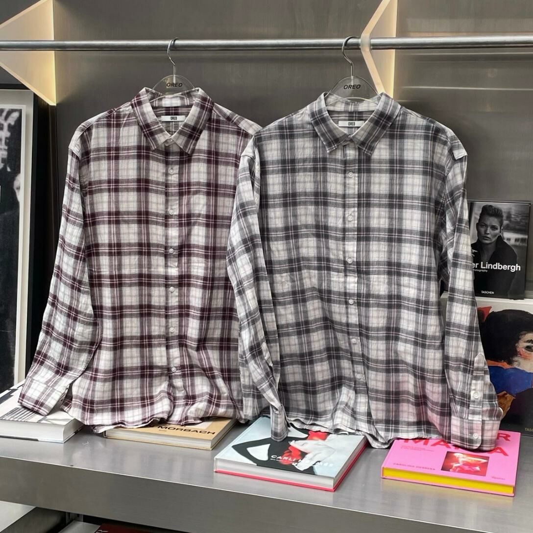 格仔長袖恤衫 OREO-074S