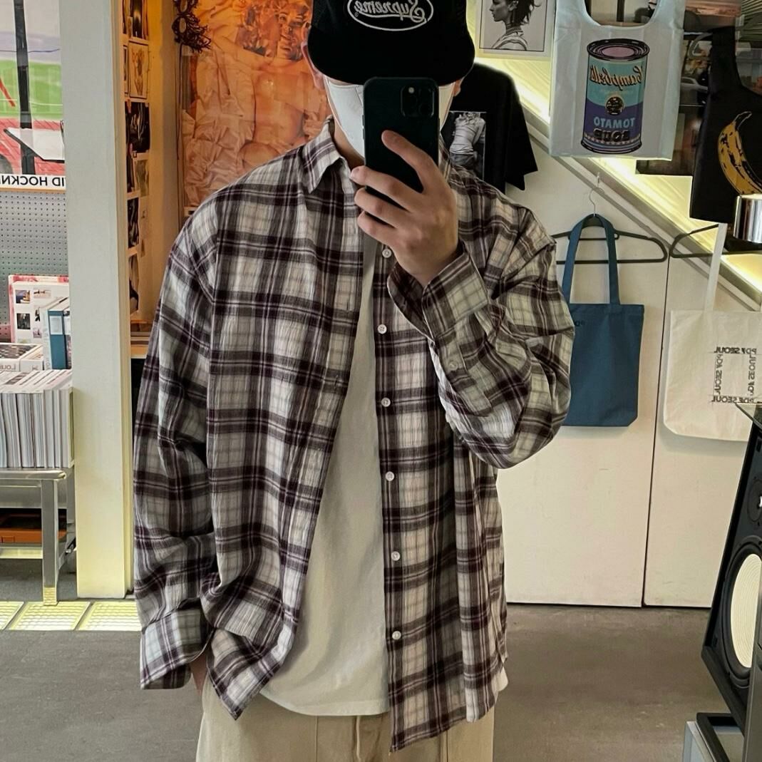 格仔長袖恤衫 OREO-074S