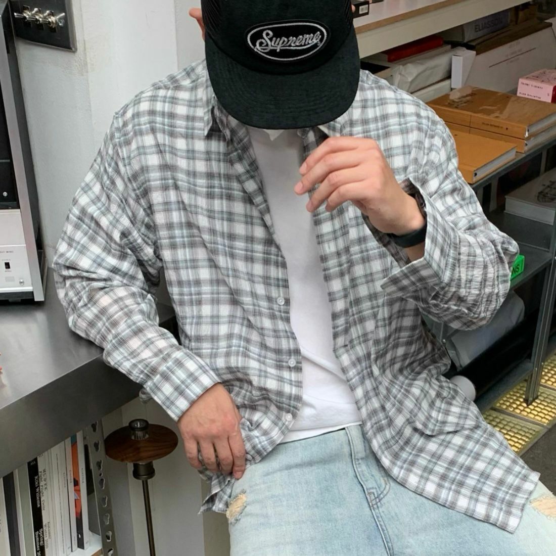 格仔長袖恤衫 OREO-075S