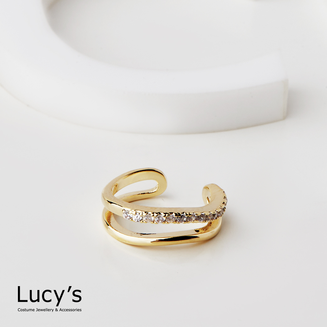 流線鑲鑽 耳骨夾 (二色) (114410/114411)