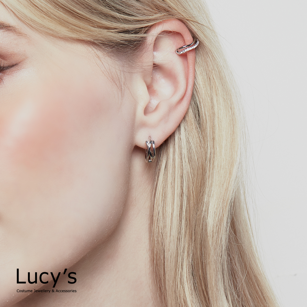 流線鑲鑽 耳骨夾 (二色) (114410/114411)