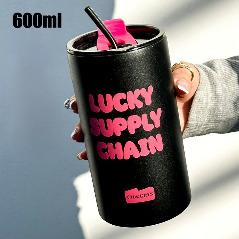 《4423》INS多巴胺大容量不鏽鋼吸管杯350ml/600ml