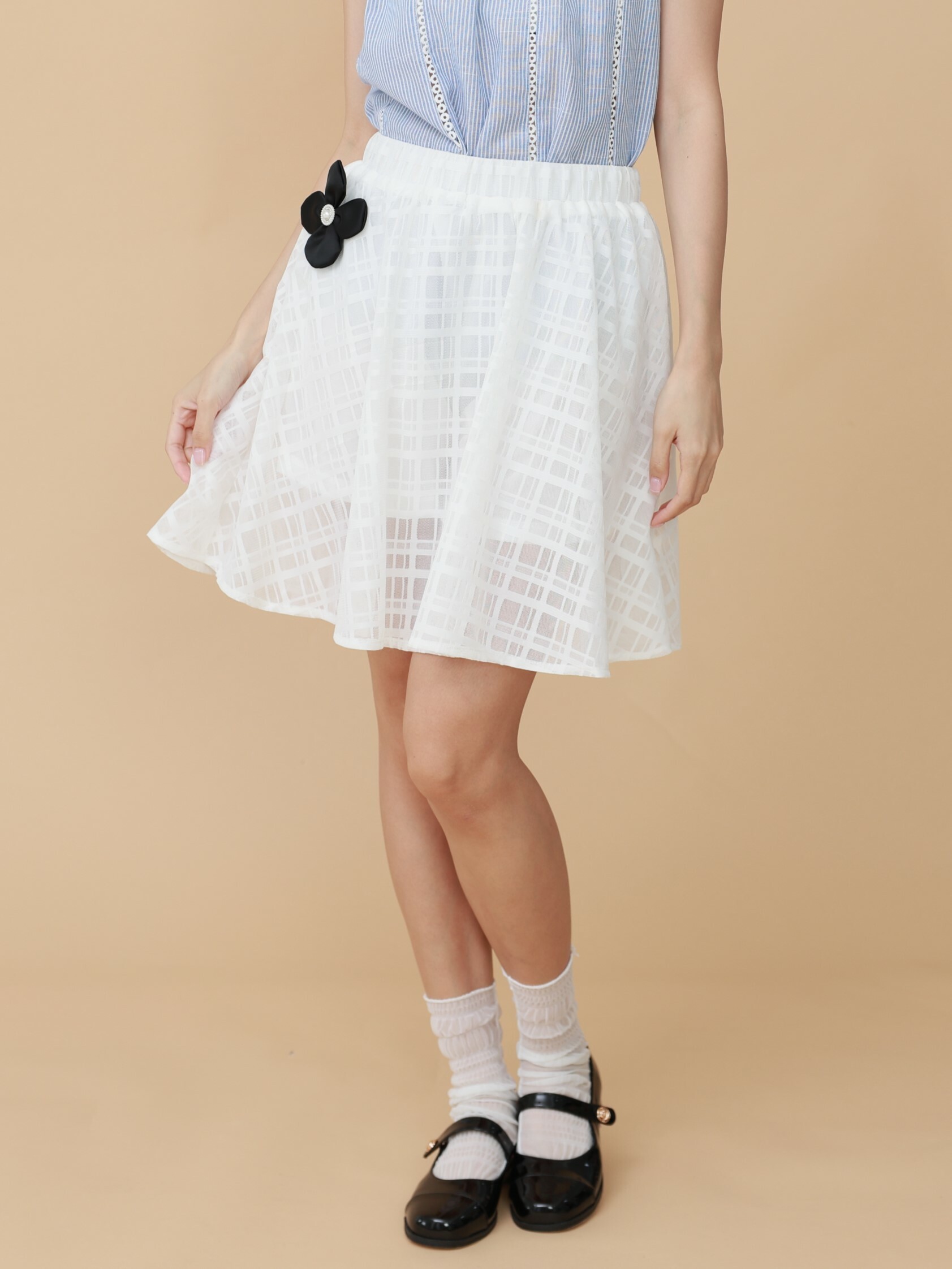 VK003-網紗波浪裙(附小花別針)