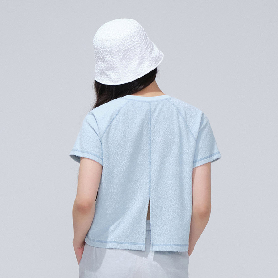 COVERNAT | 小標車線開衩T |  LIGHT BLUE