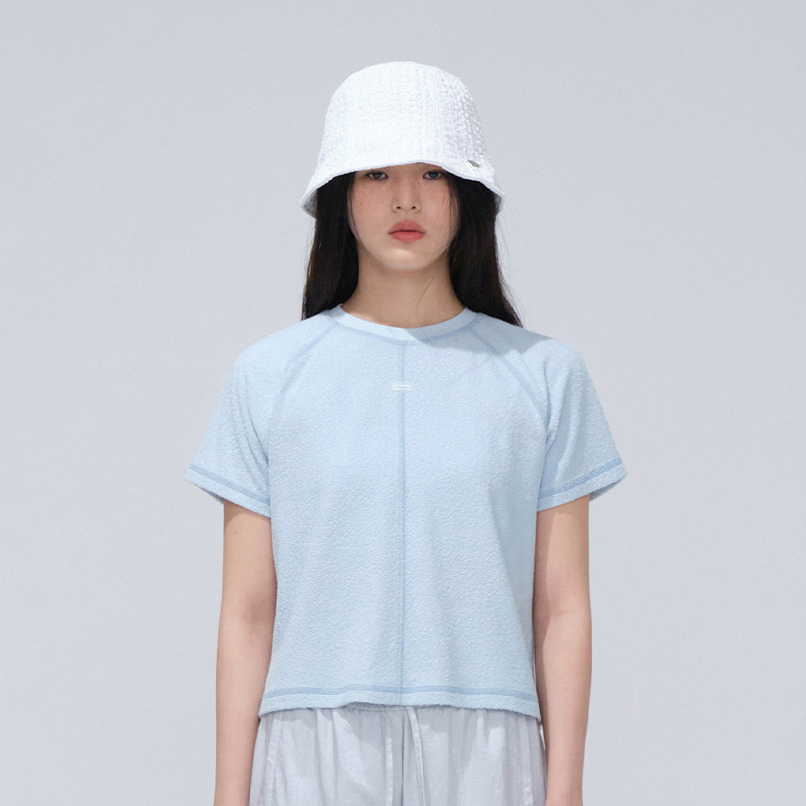 COVERNAT | 小標車線開衩T |  LIGHT BLUE