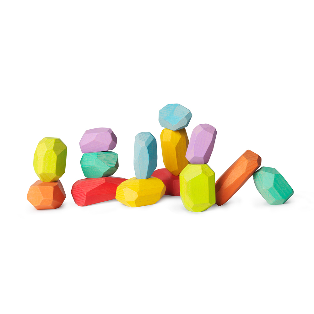 Kinderfeets 美國木製啟蒙堆疊積木｜彩虹岩石