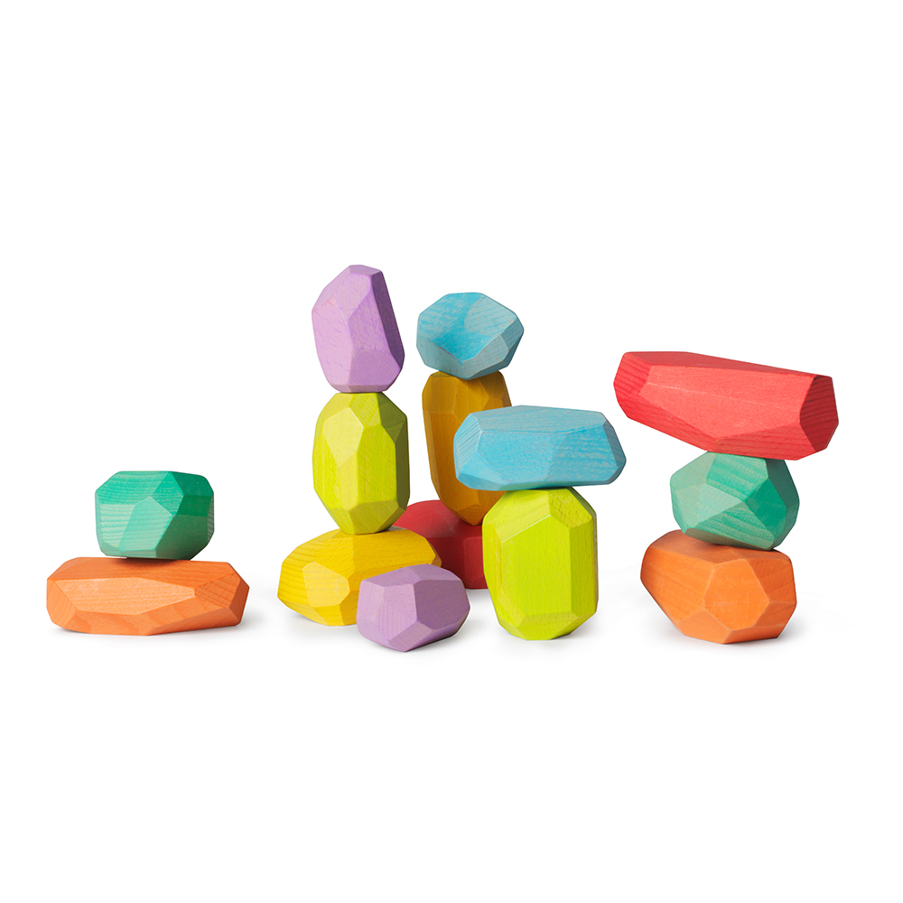Kinderfeets 美國木製啟蒙堆疊積木｜彩虹岩石