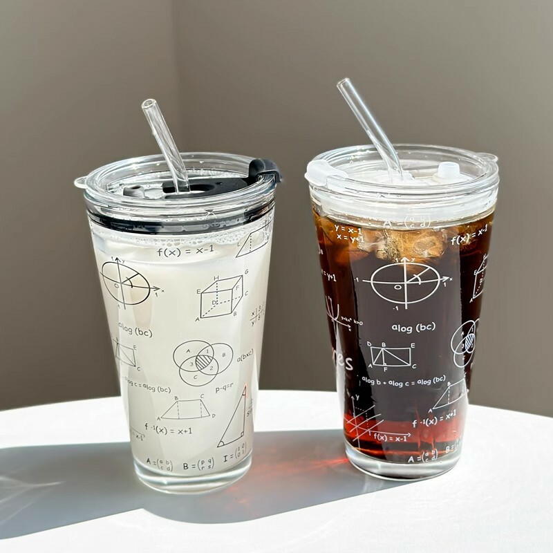 《4424》數學公式玻璃吸管杯450ml