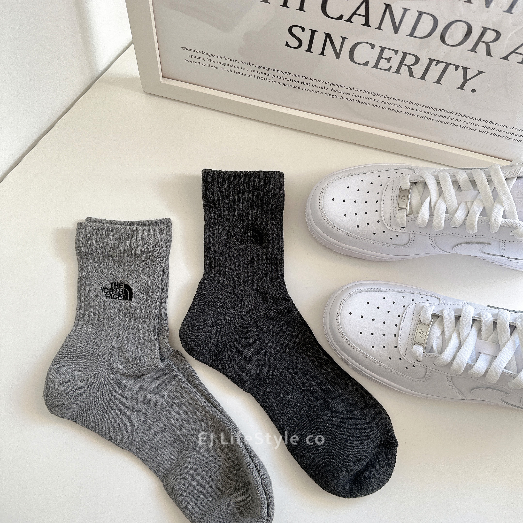 THE NORTH FACE TNF 北臉 LOGO 中筒襪 襪子 配件 灰色 淺灰色 深灰色 NN82310 / 現貨