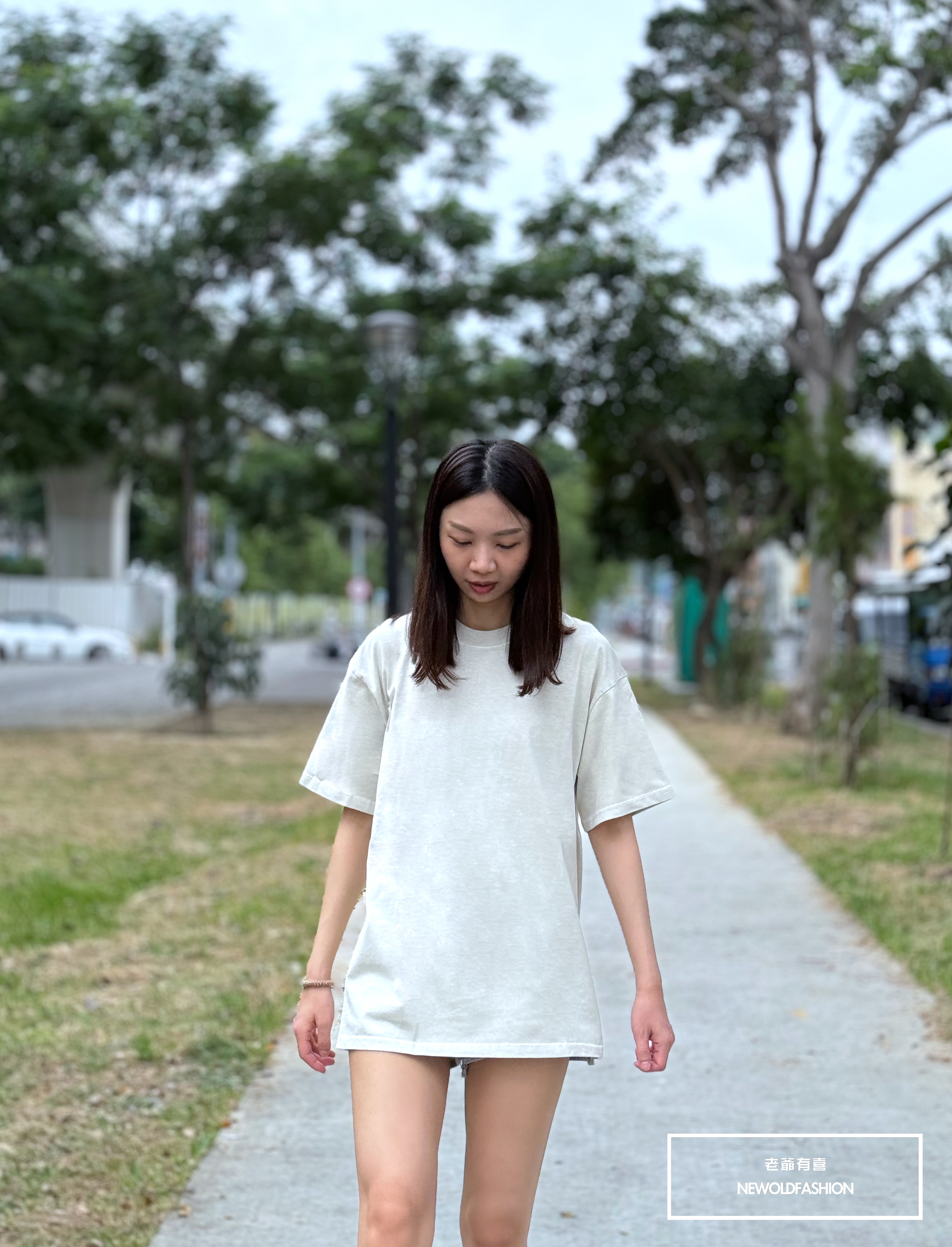 『新品上市』重磅純色全素水洗短T(NOF2405S002)-米