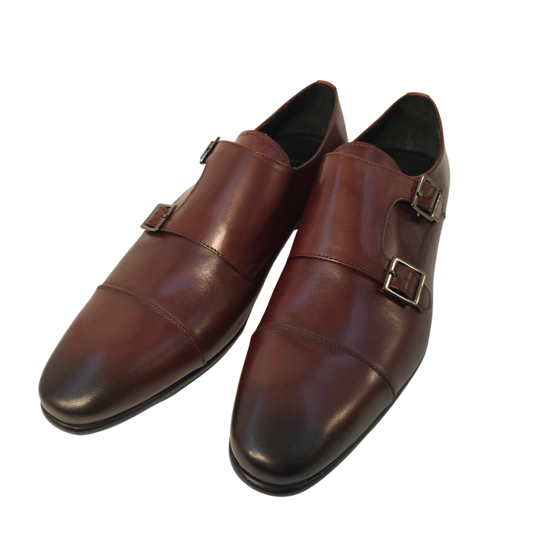 Revic 男裝皮鞋 | TCF-41-2TDM |  深啡色橫式雙扣皮鞋