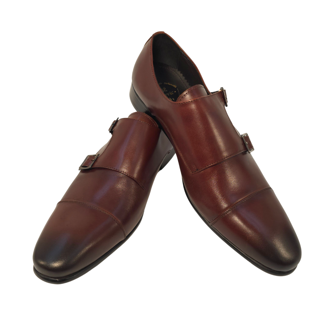 Revic 男裝皮鞋 | TCF-41-2TDM |  深啡色橫式雙扣皮鞋