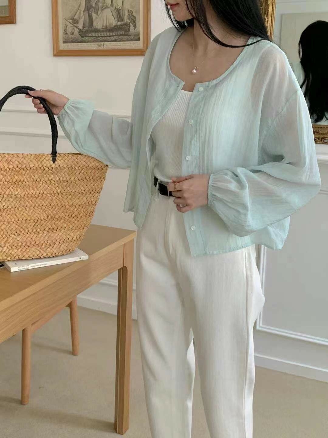 Long Sleeve Patterned Regular Blouse shu23sk04081