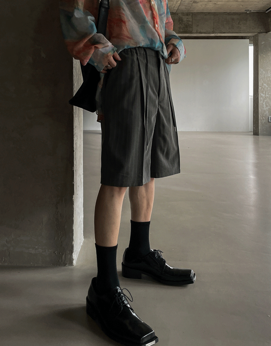 經典條紋百慕達西裝短褲