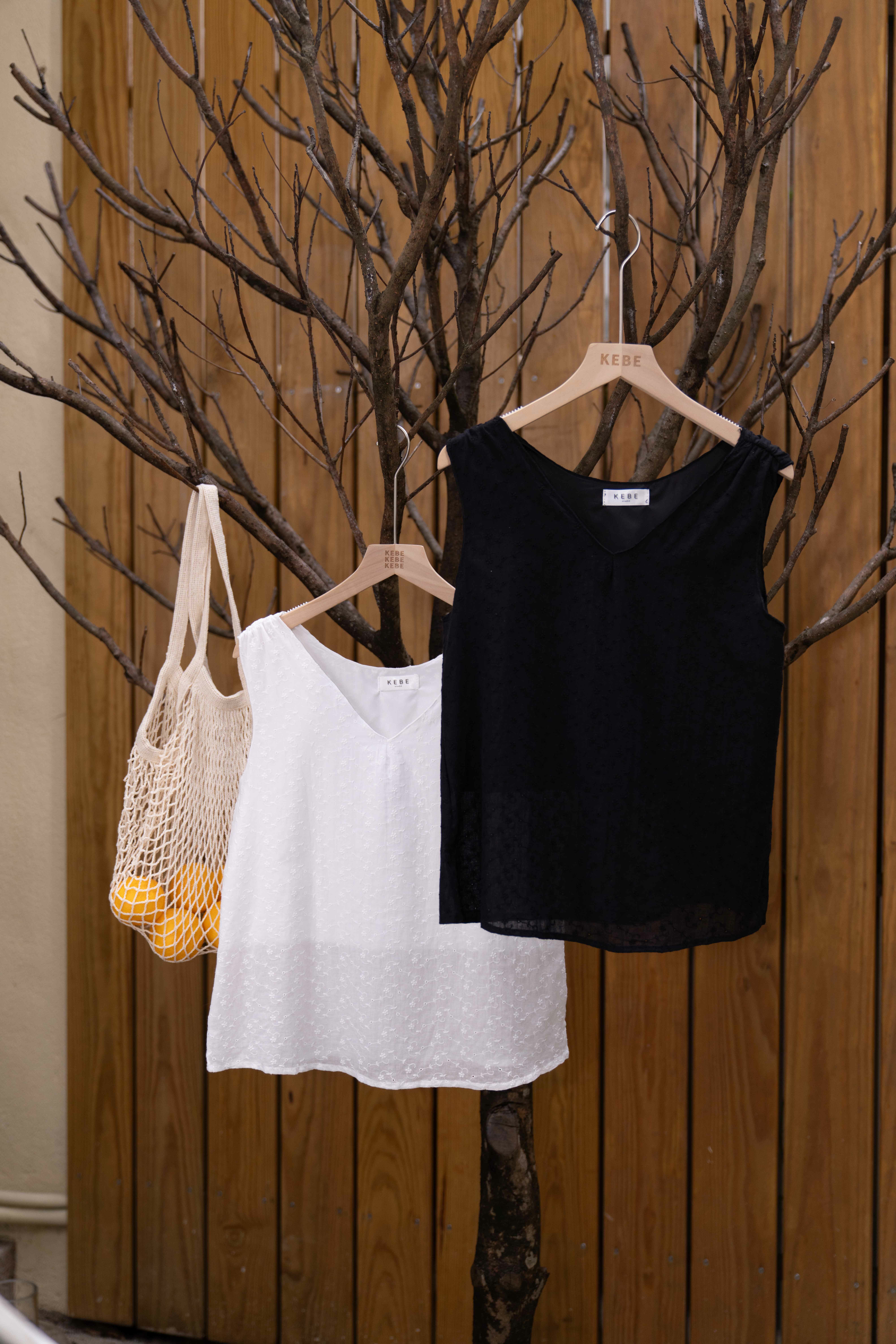 涼涼緹花V領背心