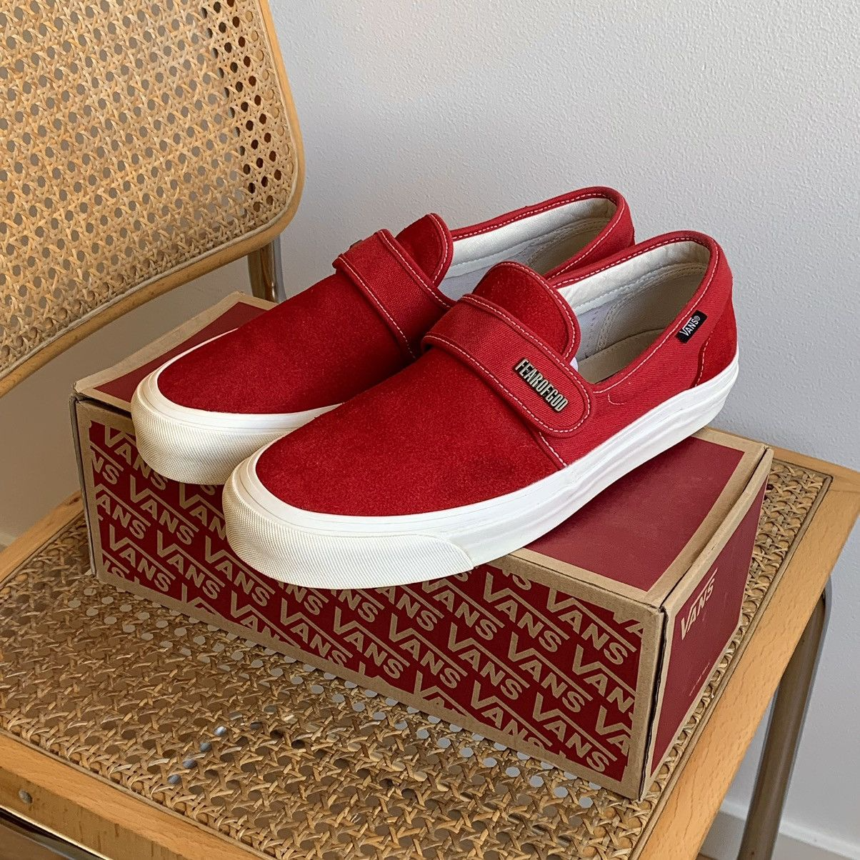 Vans X Fear Of God Slip On Red 聯名款 VN0A3J9FPQT