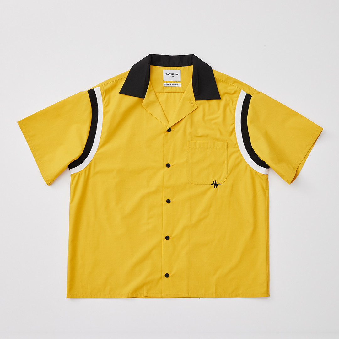 撞色羅紋 貓眼扣 品牌刺繡保齡球襯衫－復刻黃色