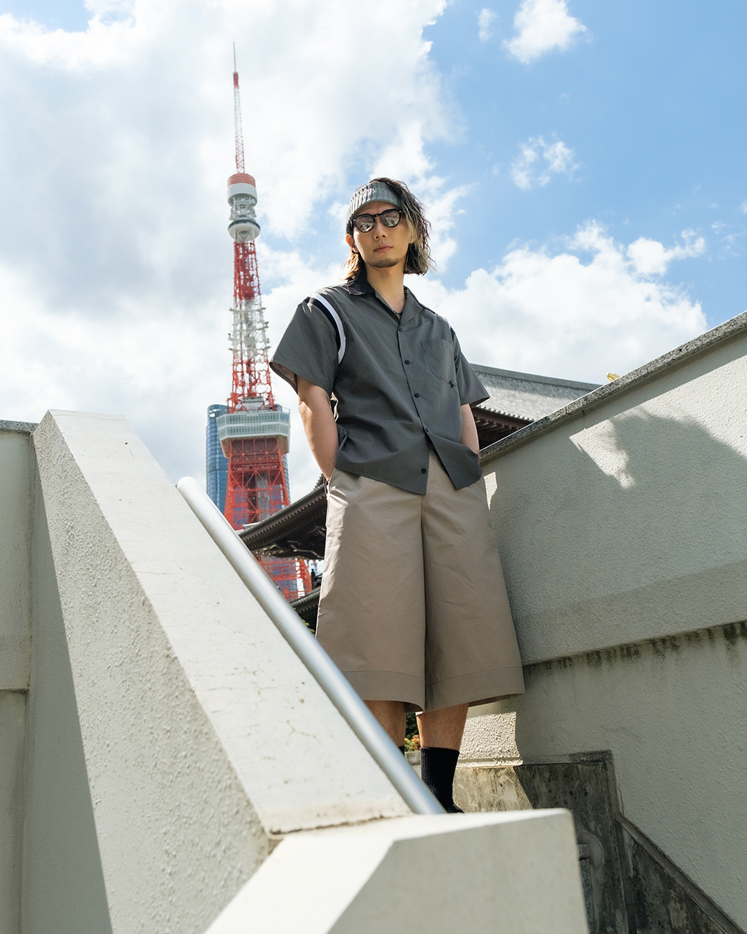 褲管強化 Ａ字輪廓造型七分褲－淺灰卡其