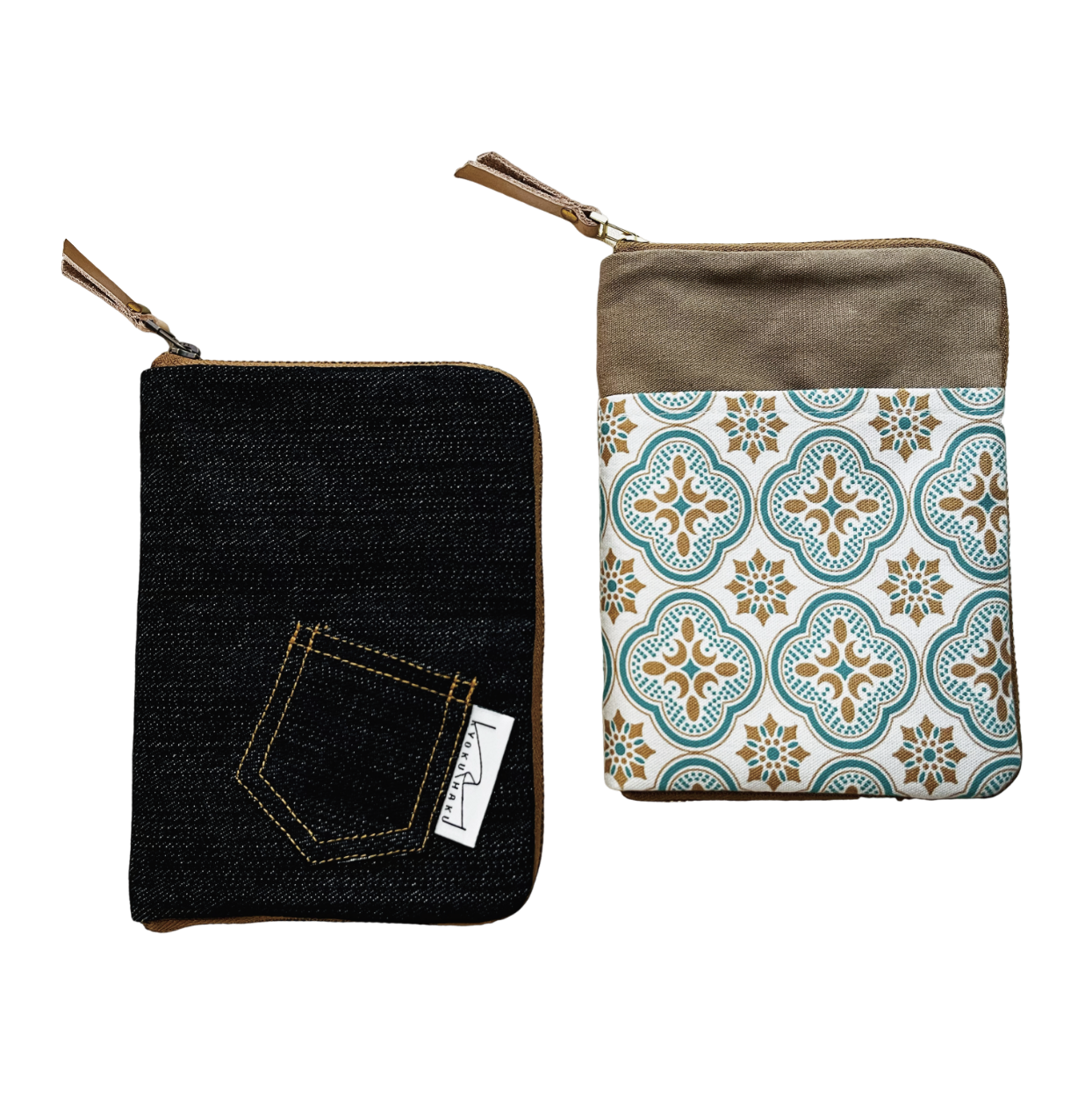 Kyokuhaku  小手帳套 海棠窗花|丹寧布