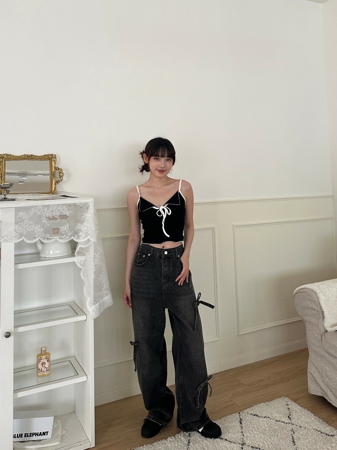 年末出清✧˖°韓女daily📔 立體蝴蝶結牛仔褲 2colors