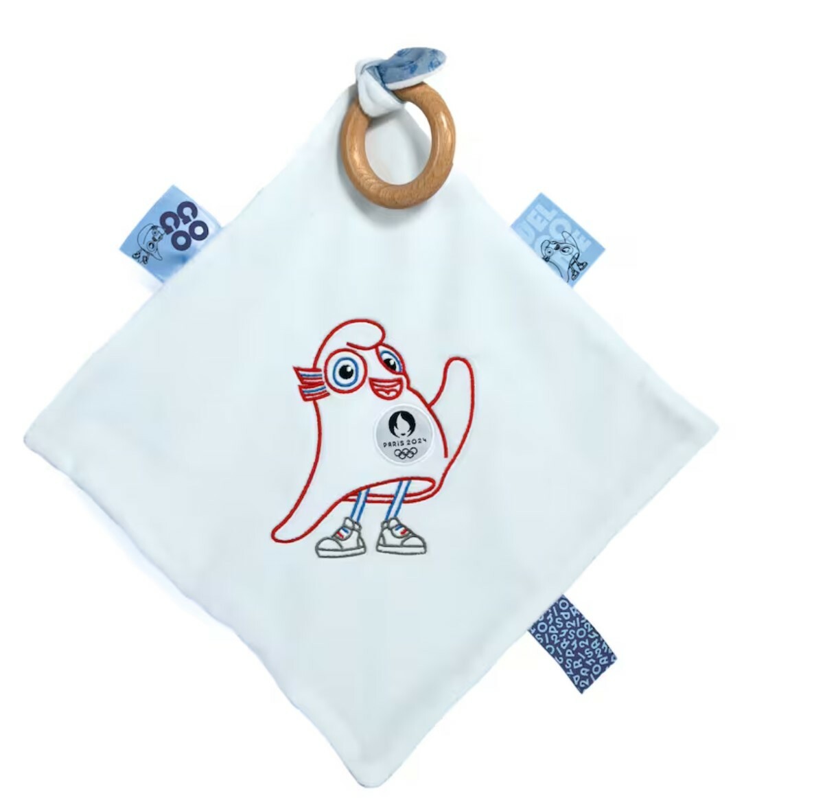 1EU0704-053 OLYMPICS Paris 2024 Olympics Doudou With Wooden Ring White #13361786 (D-EU-E)