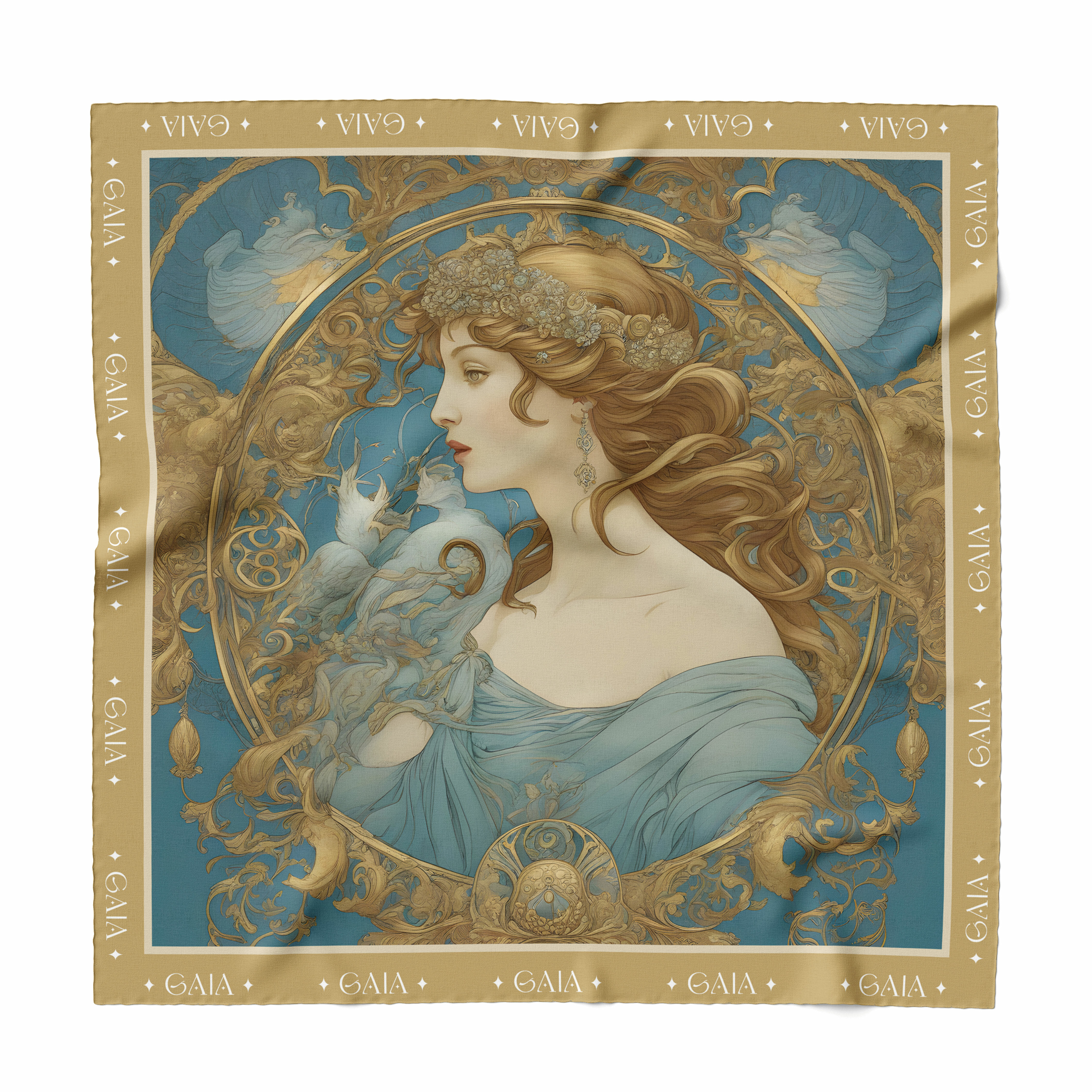 GAIA 中絲巾｜《湖藍典雅》