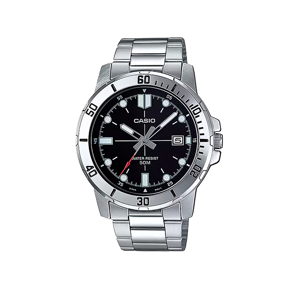 【CASIO 卡西歐】 MTP-VD01D-1E 都市紳士 時尚雙圈 易讀 日期顯示 運動型 鋼帶 手錶