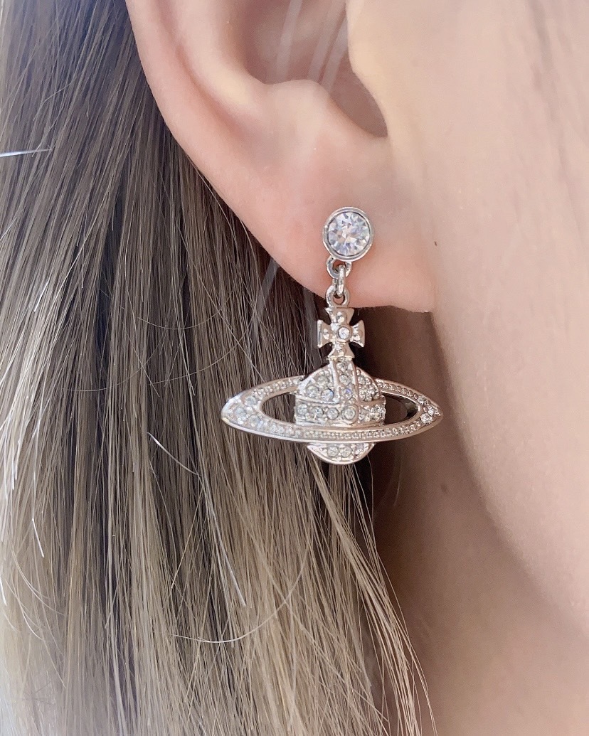 <限時開團🌙> VIVIENNE WESTWOOD 西太后mini bas relief drop  星球浮雕吊墜 黃銅 耳環 銀色