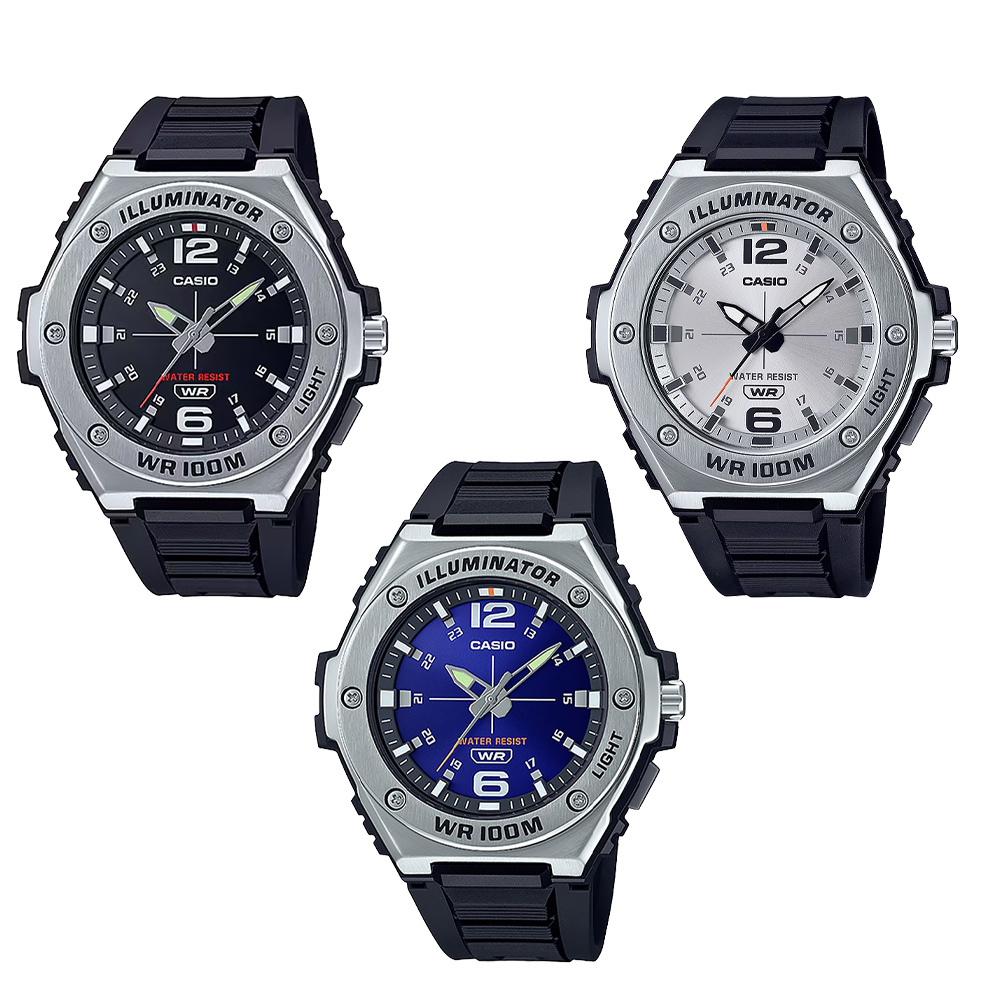 【CASIO 卡西歐】 MWA-100H 重機械 工業風 遊艇輪盤指針 型男 穿搭配件 運動型 防水 金屬圈 手錶