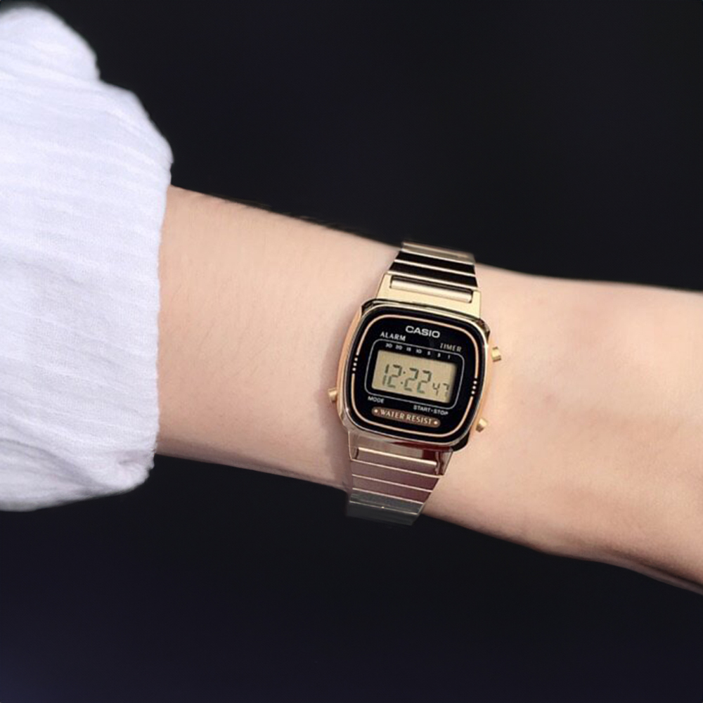 【CASIO 卡西歐】LA670WGA 日期星期 經典復古 金色 電子錶 24.6mm