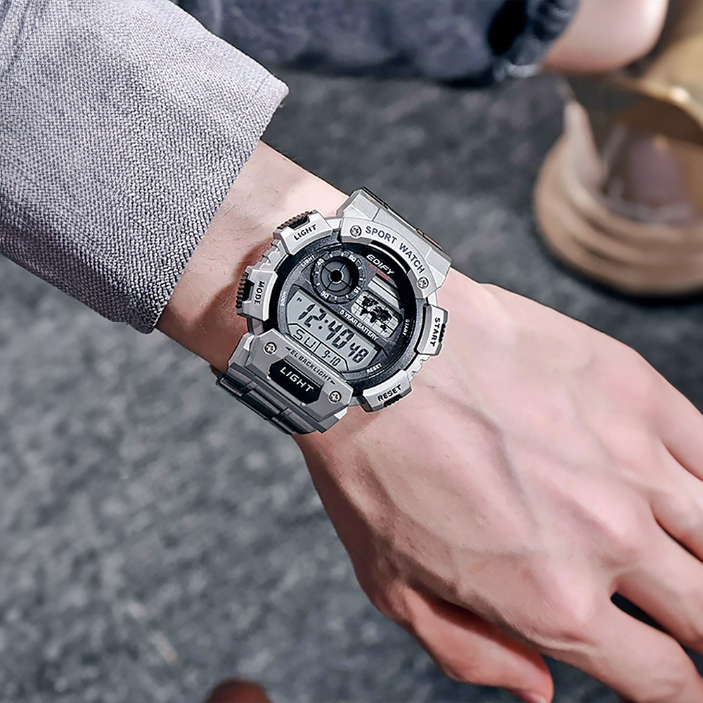 【CASIO 卡西歐】AE-1400WHD 世界地圖 倒計時 LED燈 旅遊運動 不鏽鋼 電子錶 手錶