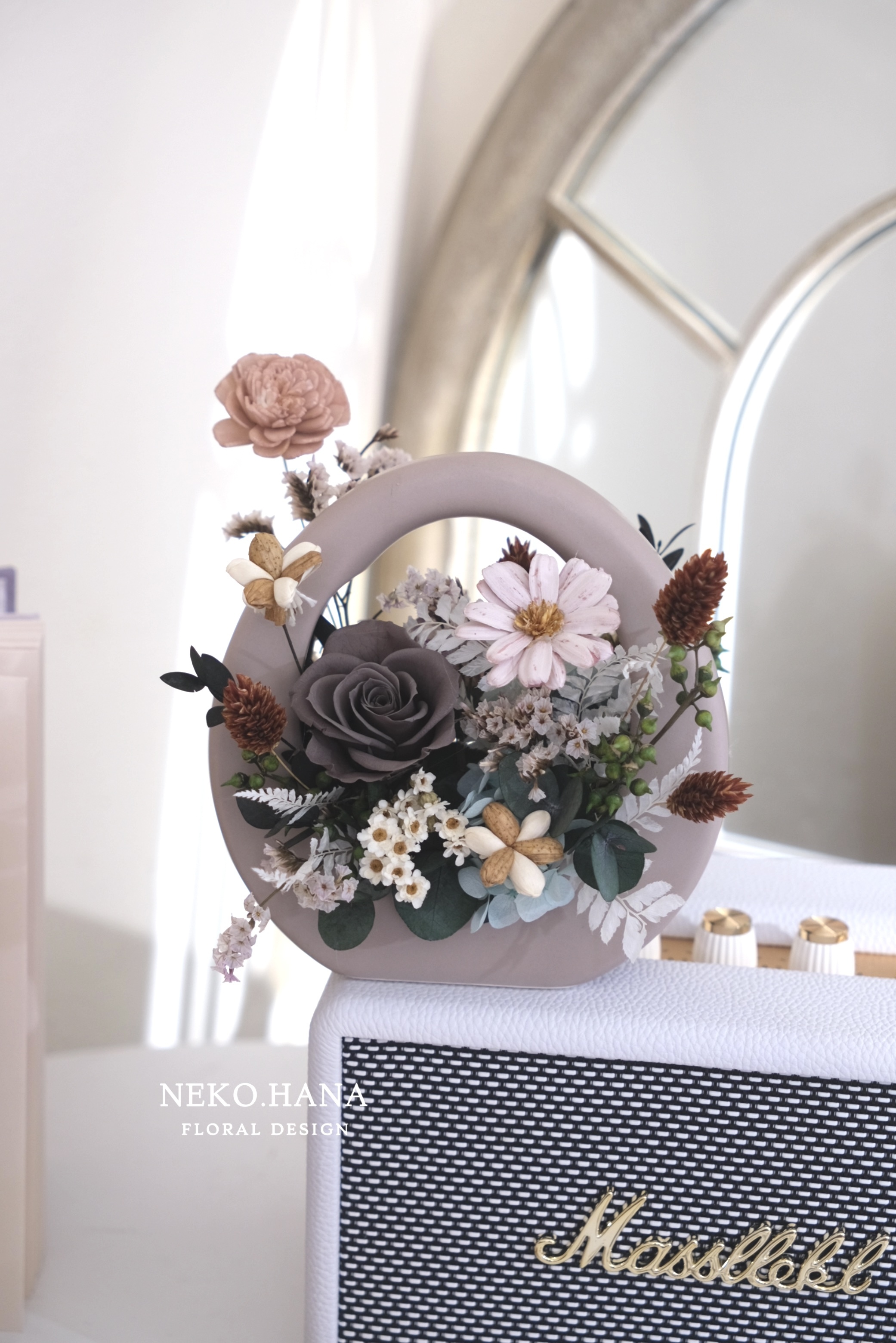 O型日式盆花（咖啡色系）