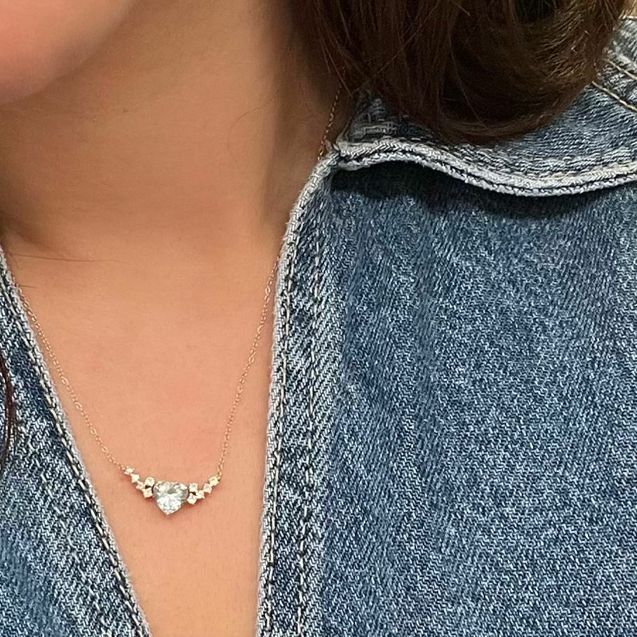 2024JUN 心形海藍寶拼鑽石頸鏈18KW