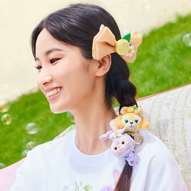 (限時特價) 2024 夏日 達菲 Duffy 與好友們 絨毛大頭造型 蝴蝶結 髮夾 髮束 3入組 -上海迪士尼樂園
