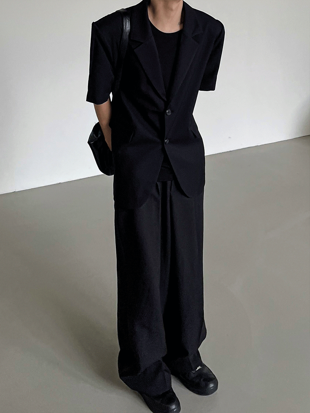 雙釦簡潔短袖西裝外套