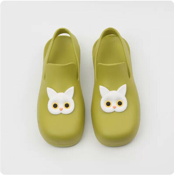 Summer Flat Waterproof Toe Sandals (0123-5 Green Bottom White Cat) [35-40 Sizes] [Contact Customer Service to Confirm Shipping Size after Placing an Order]