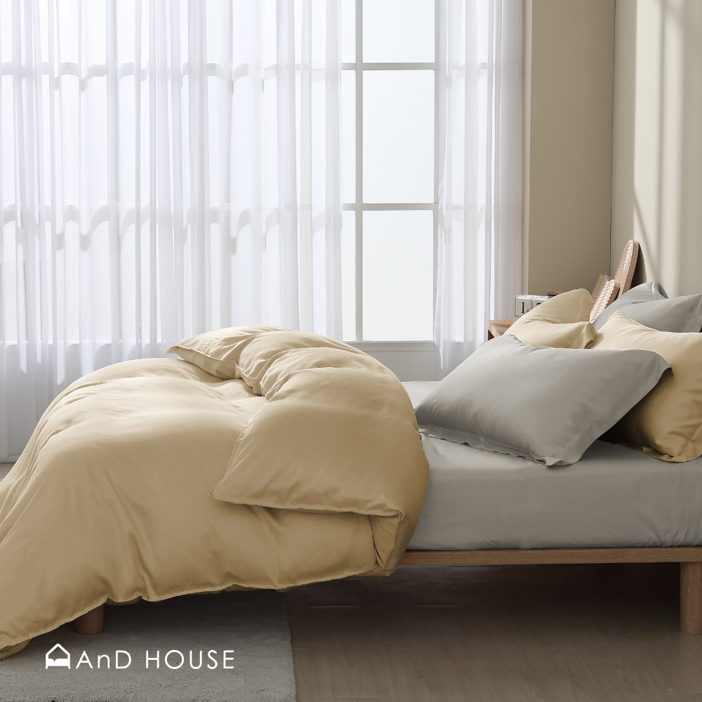 60支天絲｜100%萊賽爾｜雙色配｜香檳金ｘ淺茶米 焦糖奶茶