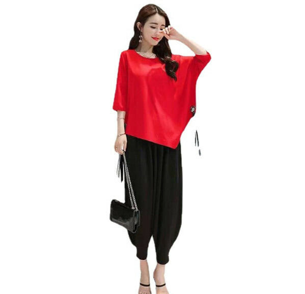 Loose and thin fashion radish pants set [red] (size: M-3XL) (contact customer service to confirm the shipping size after placing an order)】
