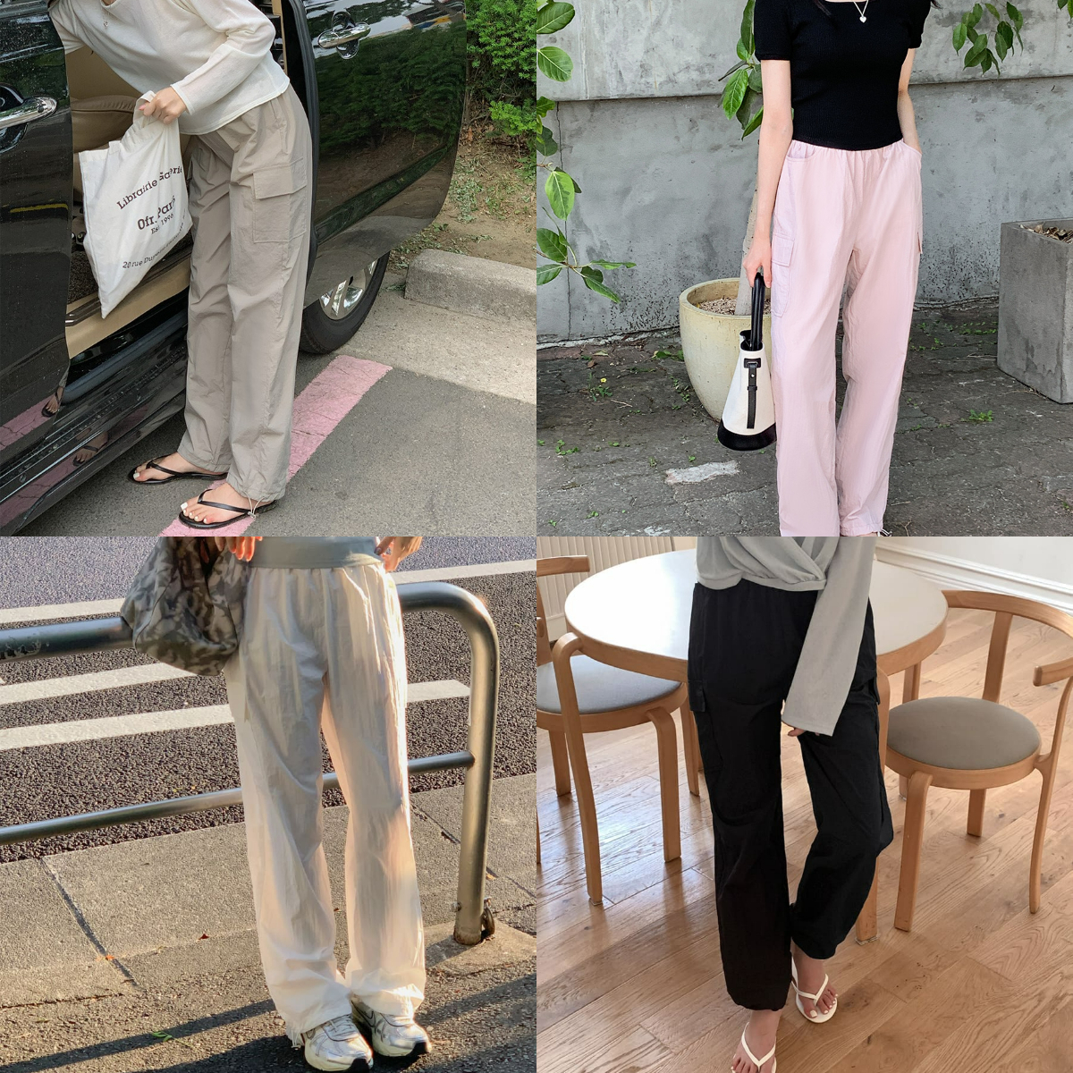 韓國Cherrykoko授權 韓系必備雙口袋拉繩束口工裝褲