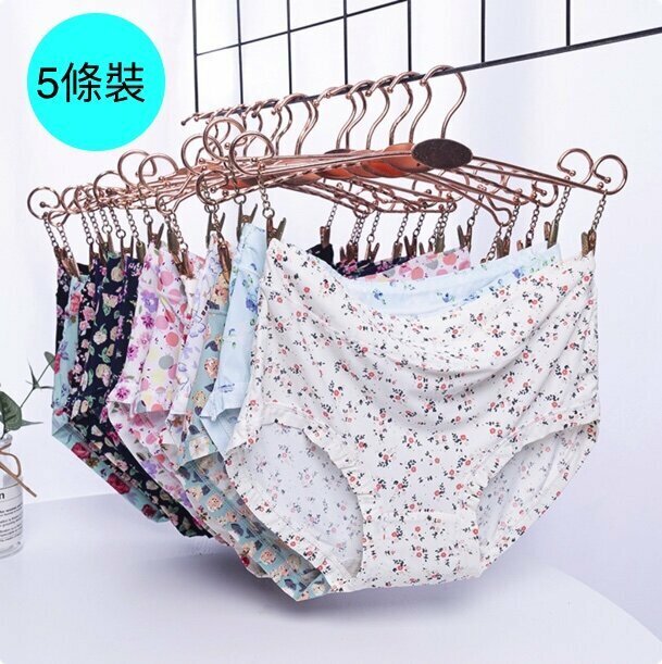 【5 Packs】Printed Ice Silk Mid-rise Briefs (One Size) [Color Random]