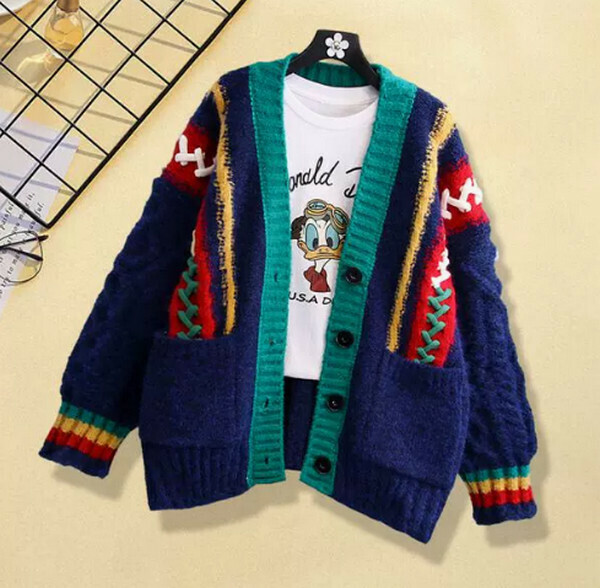 Knitwear sweater#Single piece (blue) [M-4XL size] [Contact customer service to confirm size after placing an order]]