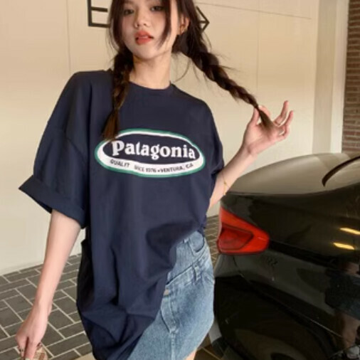 Casual half-sleeved T-shirt (navy blue one-size-fits-all)】