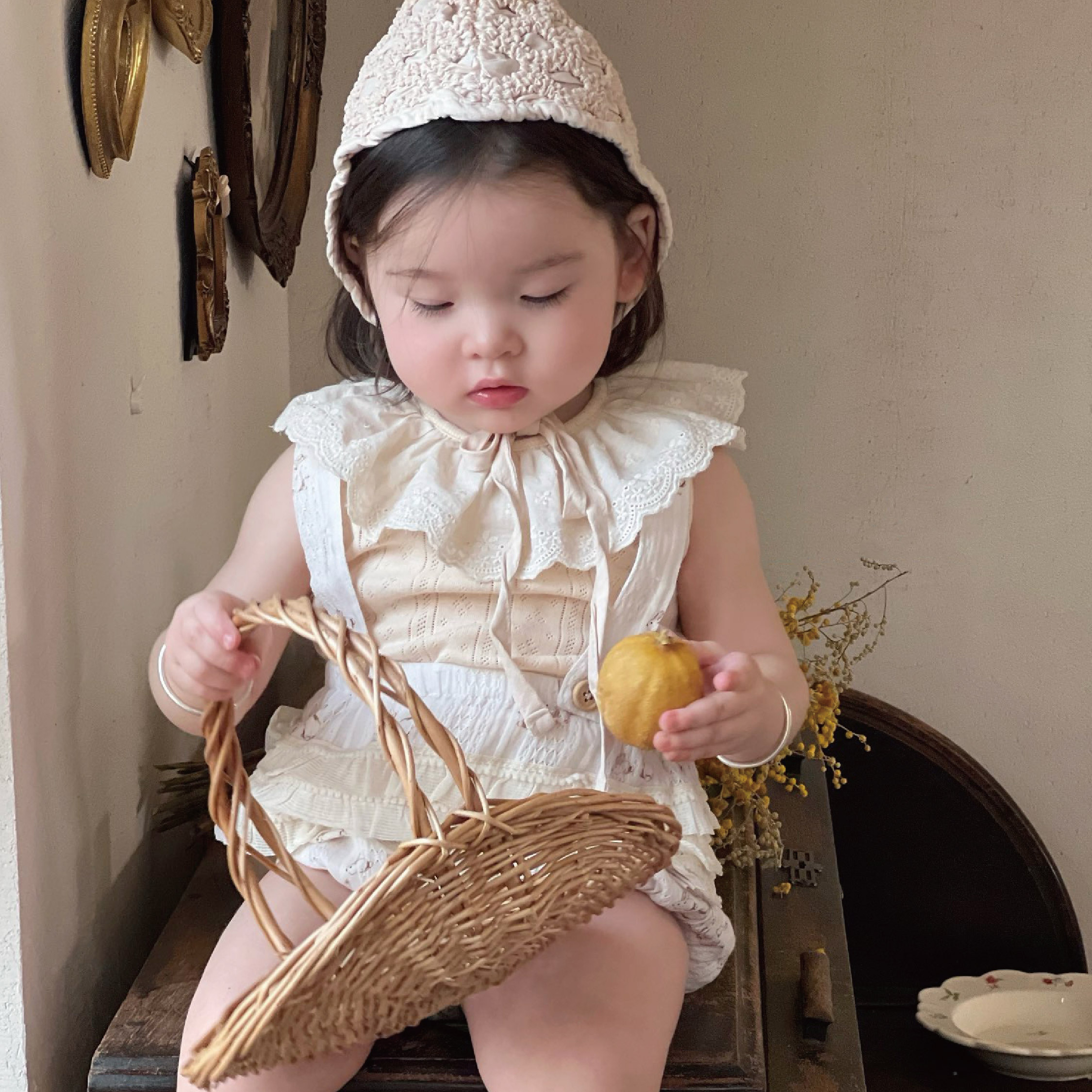 【JG0394】可愛兔兔蕾絲拼接吊帶短褲(不含上衣)