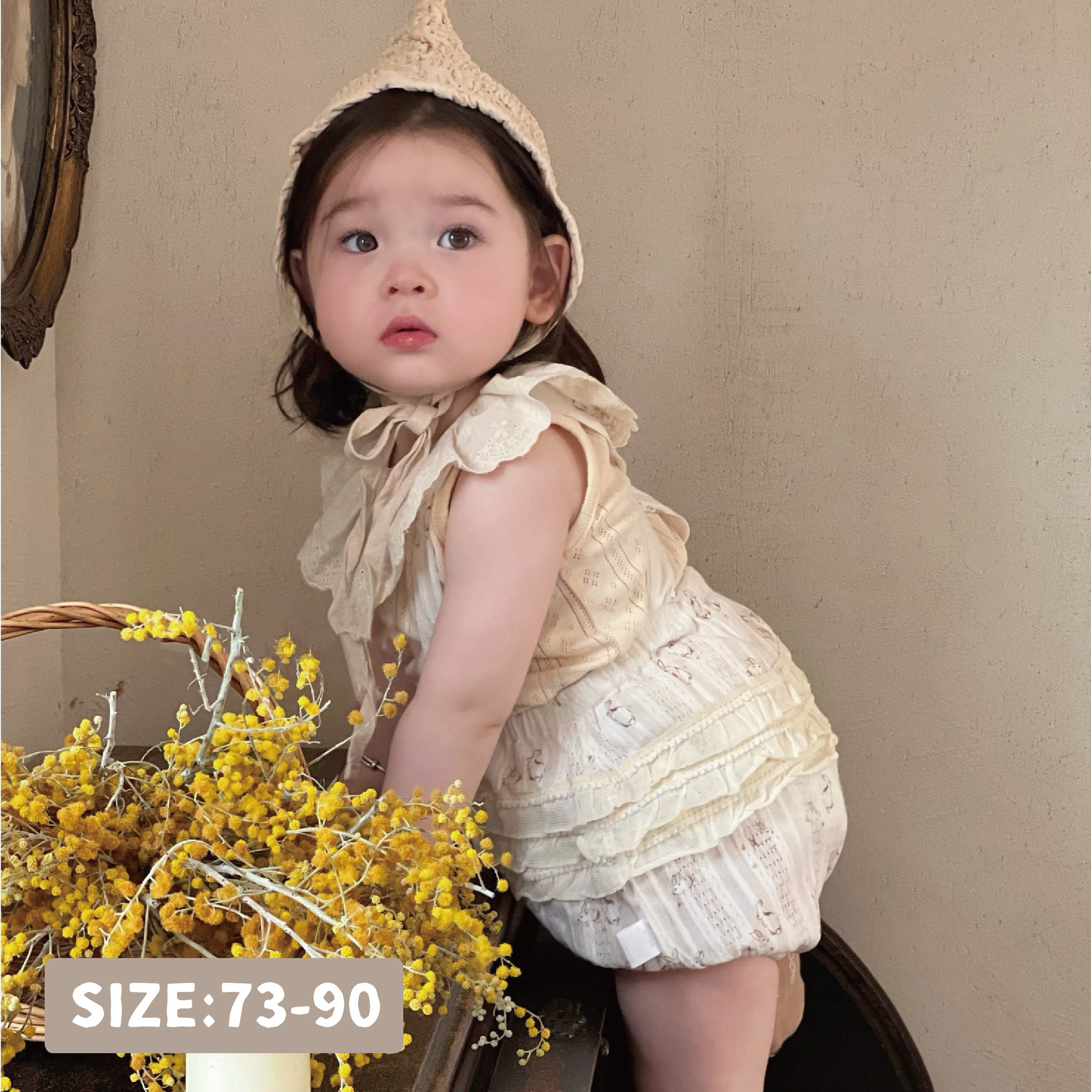 【JG0394】可愛兔兔蕾絲拼接吊帶短褲(不含上衣)